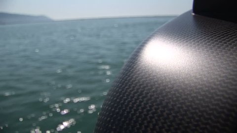 Detail of carbon fiber element on a navigating boat
