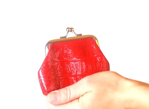 Hand insert coin in the purse and show thumb up sign