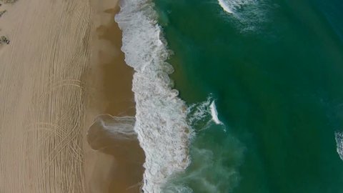Aerial view of Mediterranean Sea beach, Israel. top view Stock Video