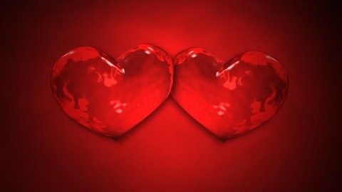 Two hearts beat against red background. Looping.