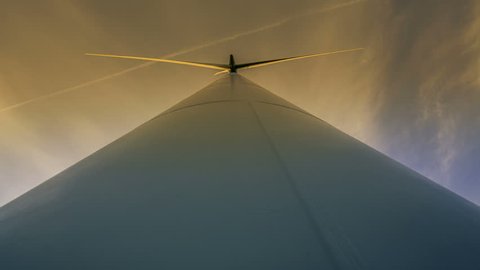 Electricity Generating Wind Turbine, looking up 4K Timelapse
