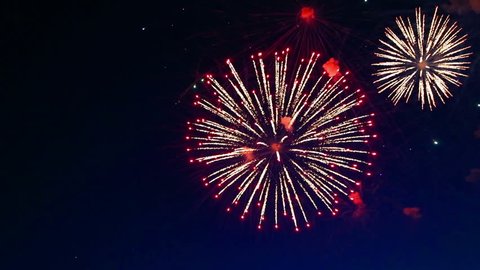 beautiful fireworks show in the night sky Stock Video
