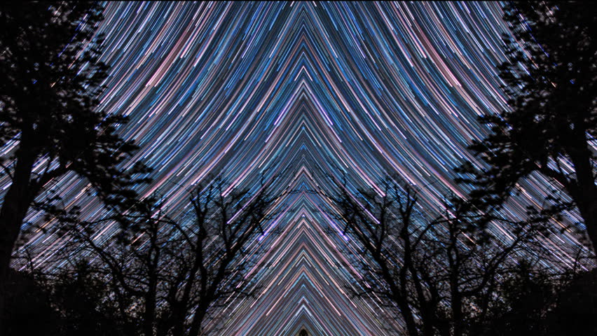 Night Sky Timelapse Star Trails Stock Footage Video (100% Royalty-free