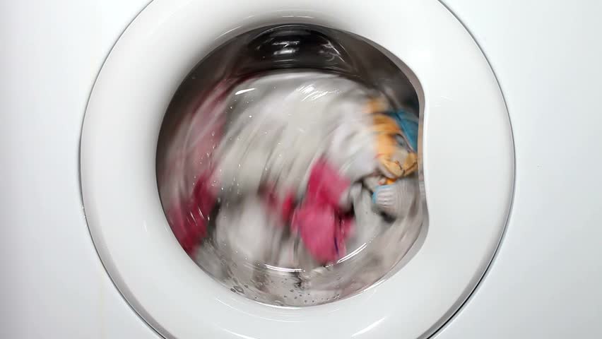 Washing Machine Working with Laundry Stock Footage Video (100% Royalty