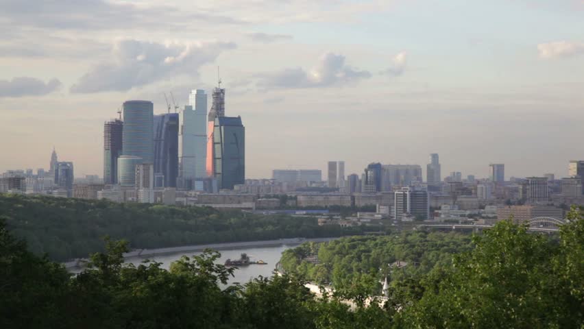 View of the business center Moscow City, Moscow, Russia Royalty-Free Stock Footage #6351434