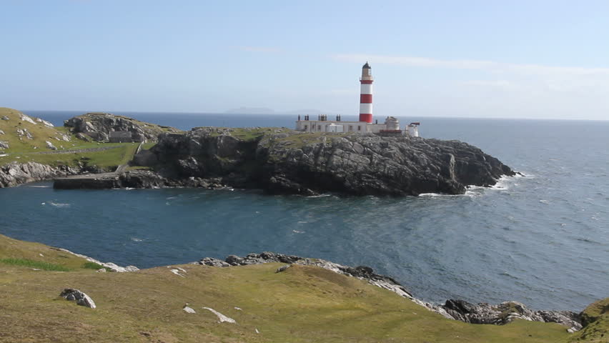 eilean glas lighthouse isle scalpay scotland Stock Footage Video (100