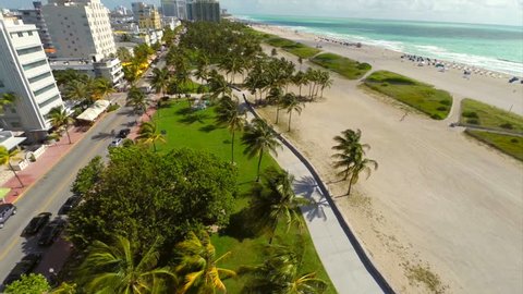 Aerial video of South Beach Miami Beach Florida