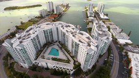 Aerial video of Harbour Island Miami Beach