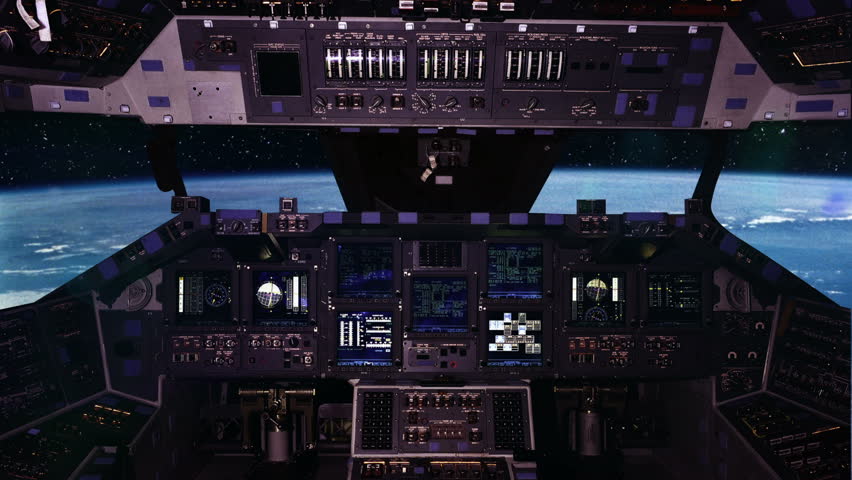 Inside Space Shuttle going Pass the Earth, Moon and Sun