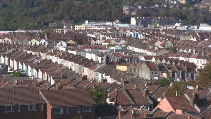 Roofs - View over the old town of Bristol - England