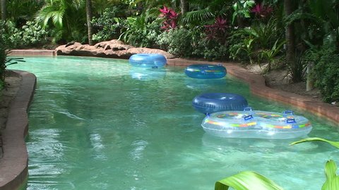 Lazy River Inner Tubes Floating Stock Footage Video 6372260