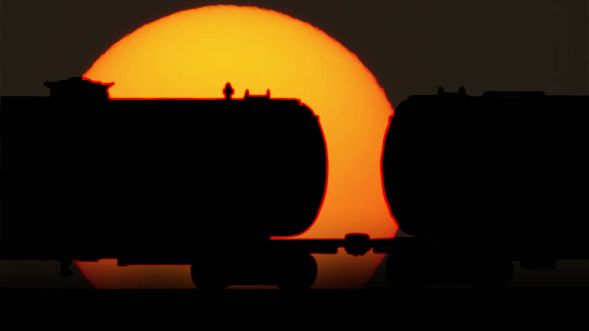Freight Train Oil Tankers Cars Against Sunrise | Shutterstock HD Video #6373289