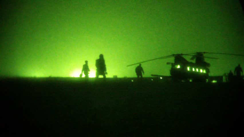 Night Vision: Soldiers Walk Toward Stock Footage Video (100% Royalty