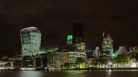 4K Big City Skyscrapers Power Outage-Blackout - City of London, financial district