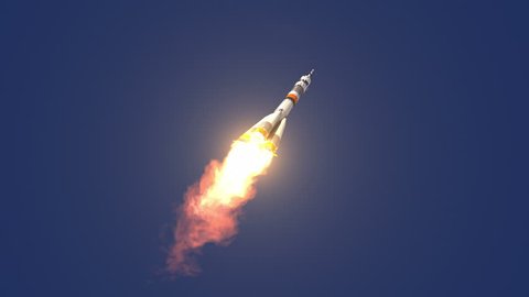 Carrier Rocket Takes Off. 3D Animation.