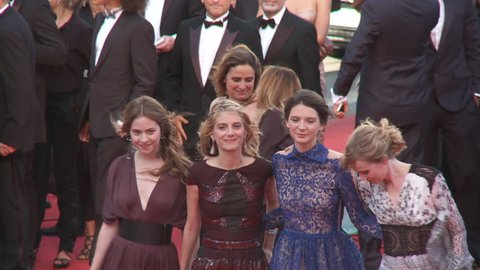 CANNES, FRANCE - MAY 2014: Women stars from the French film "Respire" on the red carpet at the premiere of "The Homesman" at the 67th Cannes Film Festival.