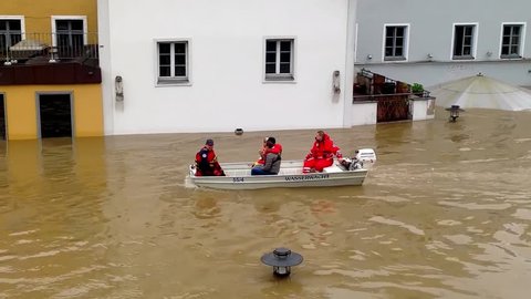 PASSAU - JUNE 3: The flood of the century on June 3, 2013 in Passau, Germany. This historic natural disaster was the greatest flood in Bayern, Germany in the last 500 years.