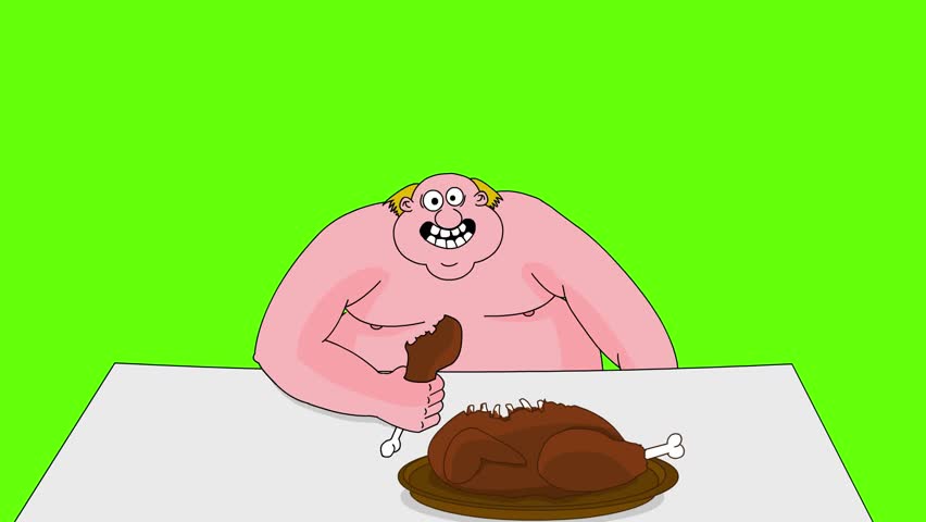 Big fat man eating duck. Green screen | Shutterstock HD Video #6394604