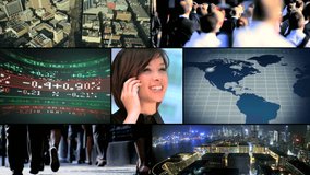 Video montage Asian business manager Hongkong - 3D video montage of Asian female business manager city traffic Hongkong skyscrapers