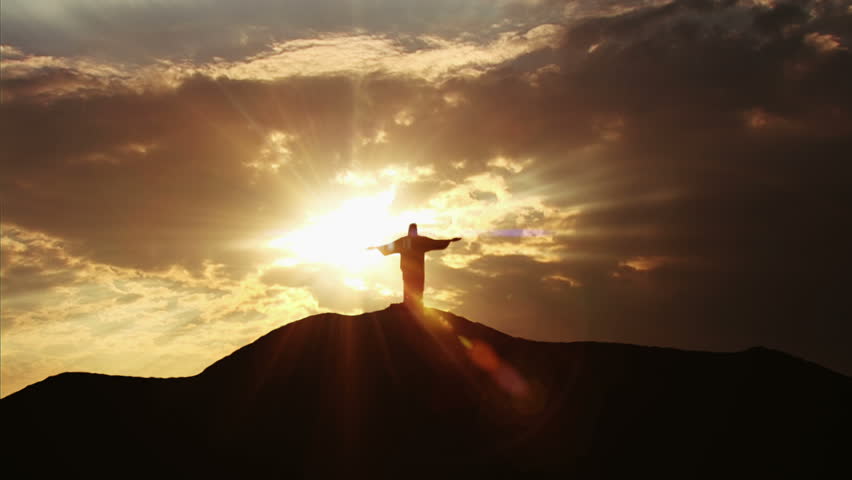 Jesus Silhouette Standing On Hill Stock Footage Video (100 ...