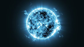 4k Seamless Looping Animation of a Big Blue Sun Star in Space. Full Ultra HD 4096x2304 Video Clip