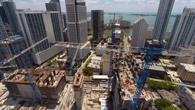 Aerial video of Brickell Miami and construction sites circa 2014