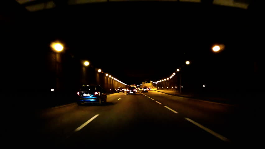 Night Car Trip On Tunnel Paris Stock Footage Video (100% Royalty