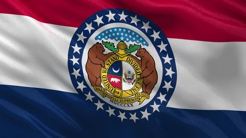 US state flag of Missouri gently waving in the wind. Seamless loop with high quality fabric material.