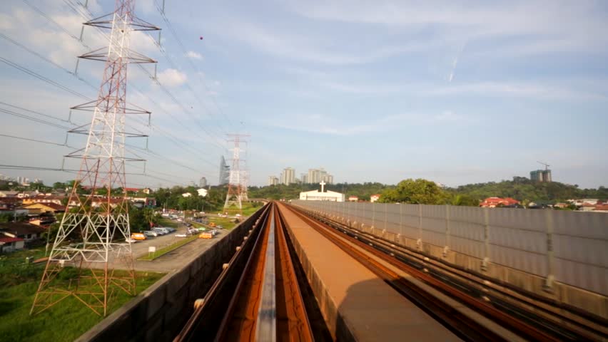 Journey on the modern driverless metro train. Kuala Lumpur, Malaysia.