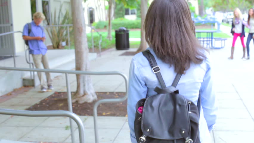 Group Of High School Students Standing Outside Building