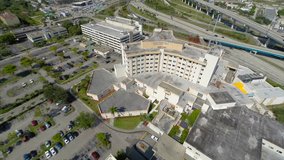 Aerial video of a hospital