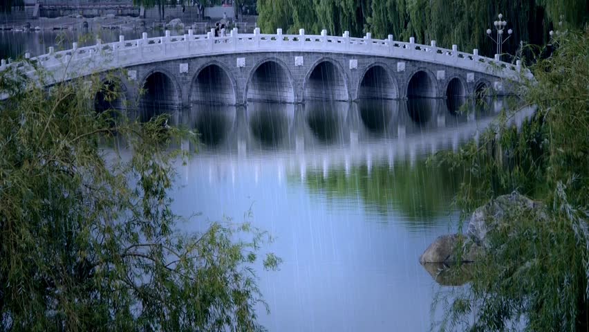 Arch bridge on lake in willows Park. gh2_02797