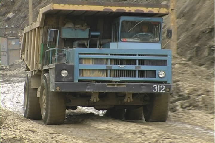 Dump truck in a quarry.