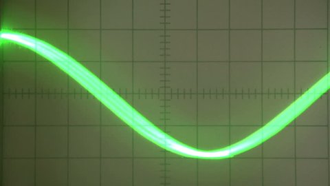 Parabolic Signal Oscilloscope. Analog oscilloscope screen with a green beam signal