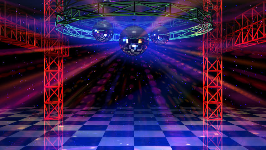 Dance floor with mirror balls and red lattice framework Shutterstock HD Vid...