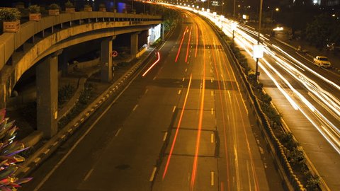 Mumbai marine drive timelapse of night traffic
