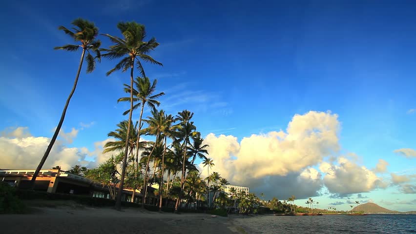 The Waialae Beach Park before sunset, Honolulu, Oahu Island, Hawaii