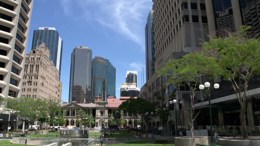 Pan downtown Brisbane east coast Australia