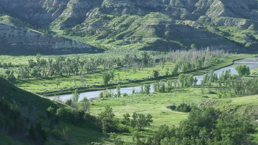 river, stream Theodore Roosevelt National Park Summer Little Missouri River Riparian Green Great Plains