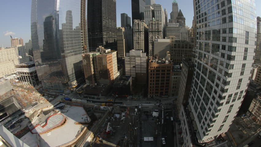 Timelapse of Ground Zero, Freedom Tower and surrounding buildings, in lower Manhattan, New York