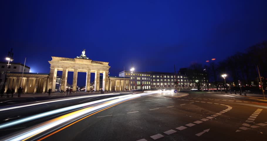 Berlin - Timelapse - 4K - Video footage - Brandenburg gate, berlin, germany. Royalty-Free Stock Footage #6502355