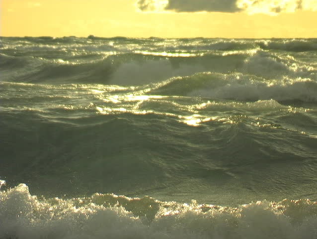 PAN OF ROUGH WATERS IN LAKE HURON, ONTARIO CANADA.