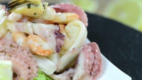 Mixed Seafood Salad (seamless loopable full HD video)