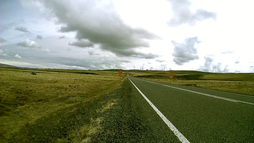 Iceland road, timelapse, with clouds