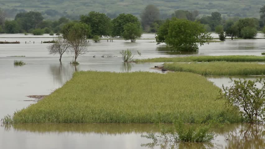 The great floods in the countryside,overflowed and damaged agricultural fields,