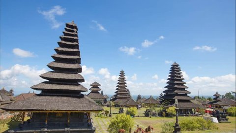 Time lapse sky flowing at Besakih Temple Hindu Bali Indonesia