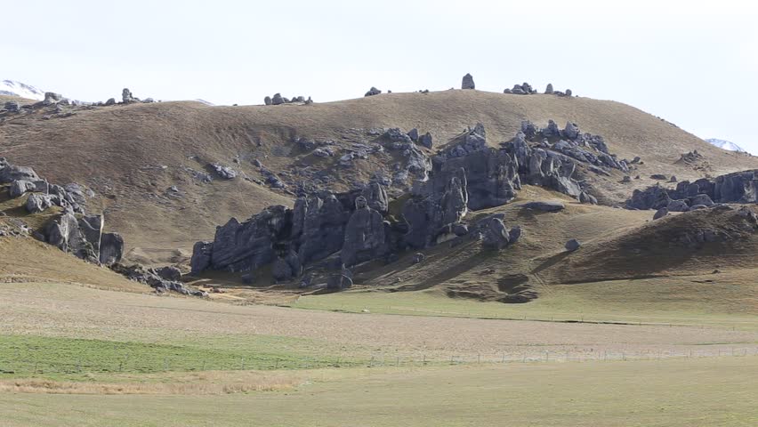 Castle Hill, the grand limestone rock battlements in Kura Tawhiti Conservation Area, located at an altitude of 700 metres, close to State Highway 73 between Darfield and Arthur