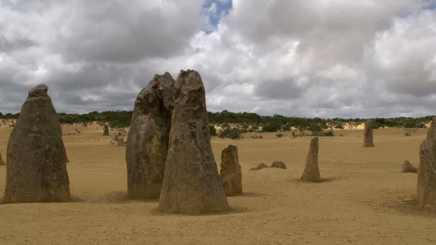 Close up pan from the landscape of The Pinnacles in Western Australia