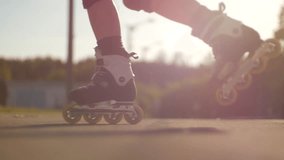 roller blades skating and tricks, closeup Ultra HD 4K video