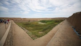 Video-footage of the Ruins of Chan Chan in Peru, cerca Trujillo. constructed by the Chimor, the kingdom of the Chimu. Chan Chan is the largest Adobe City in the World.